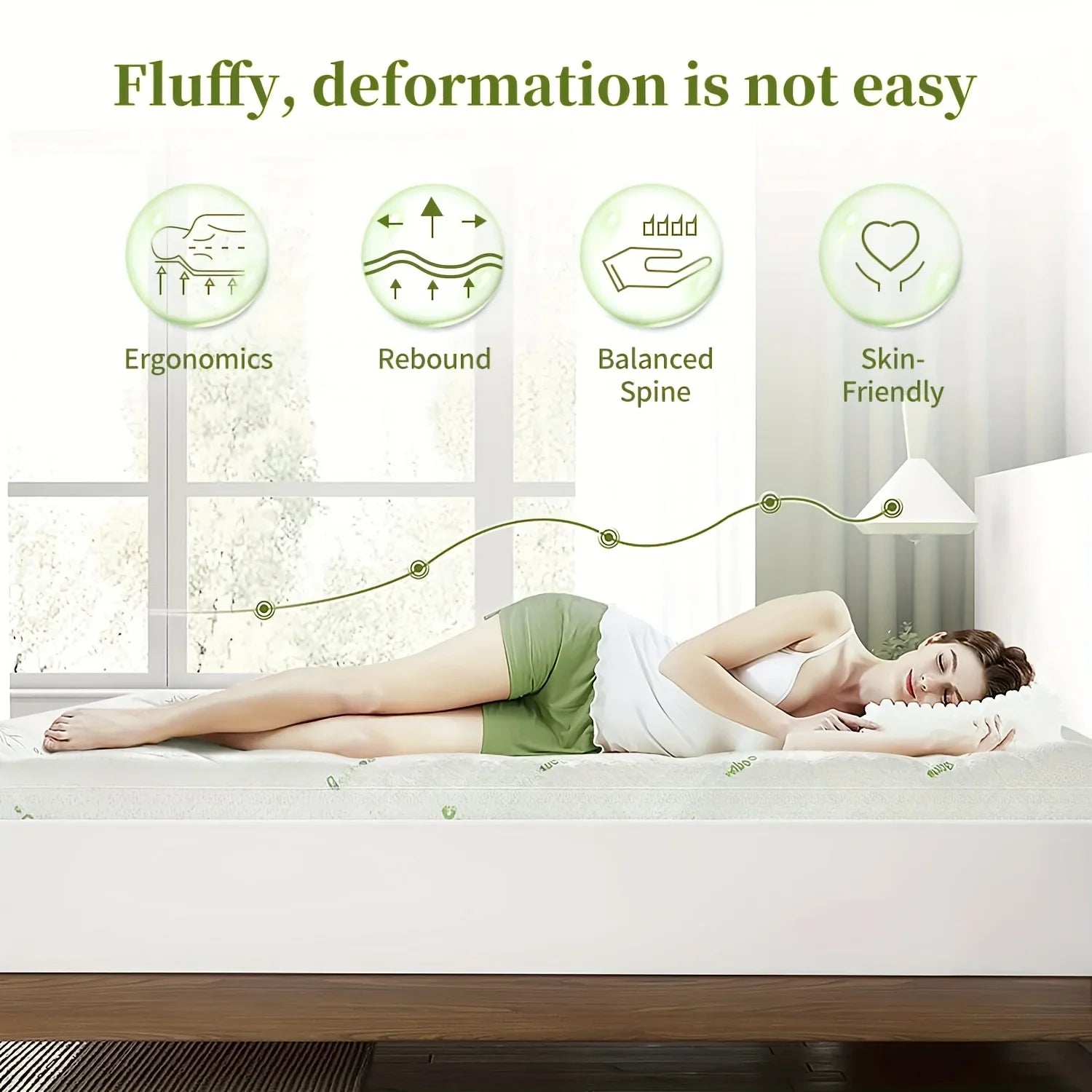 Cooling Mattress Topper with Pillow Top and Deep Pockets – Bamboo