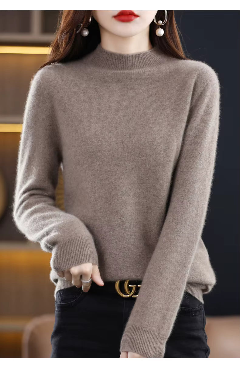 LuxeMerino Women's 100% Pure Wool Sweater for Chillier Days