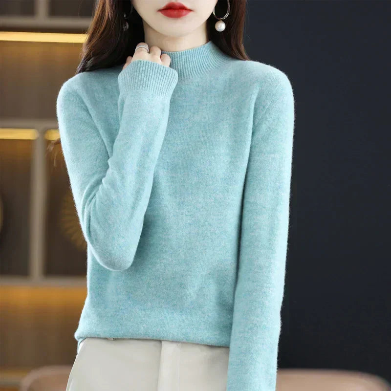 LuxeMerino Women's 100% Pure Wool Sweater for Chillier Days