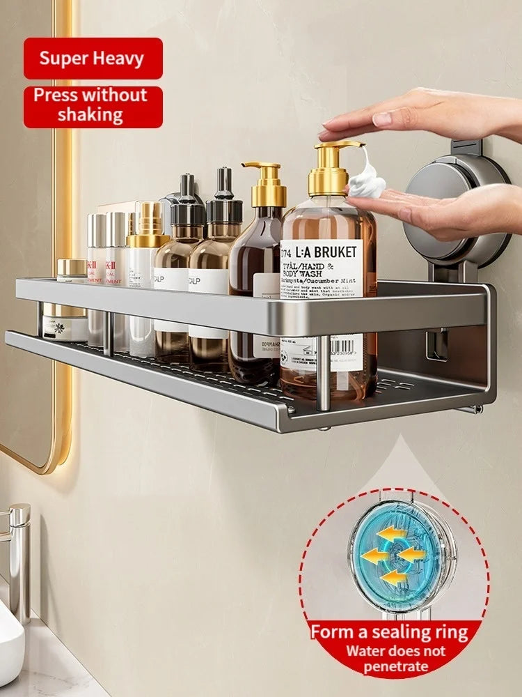 Suction Cup Bathroom Shelf – Easy Installation, No Drilling Needed