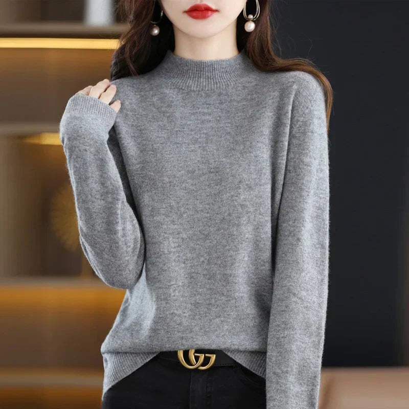 LuxeMerino Women's 100% Pure Wool Sweater for Chillier Days