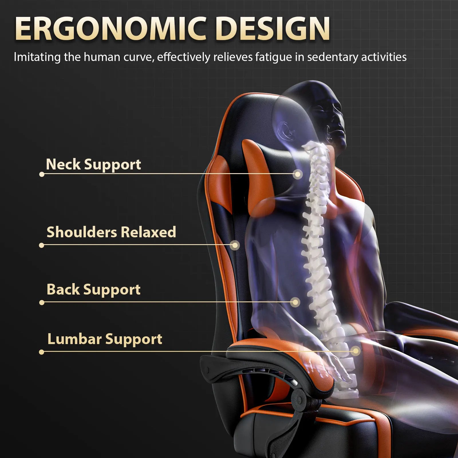 Ergonomic Reclining Gaming Chair with Footrest and PU Leather