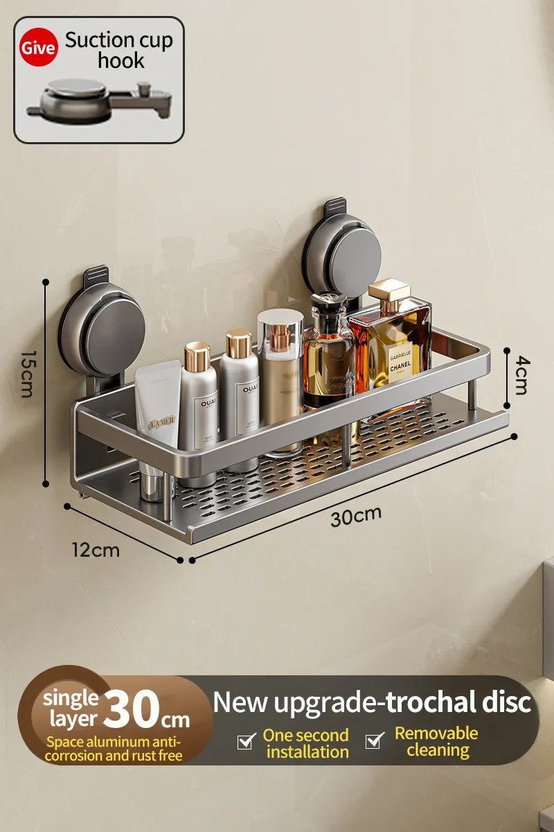 Suction Cup Bathroom Shelf – Easy Installation, No Drilling Needed