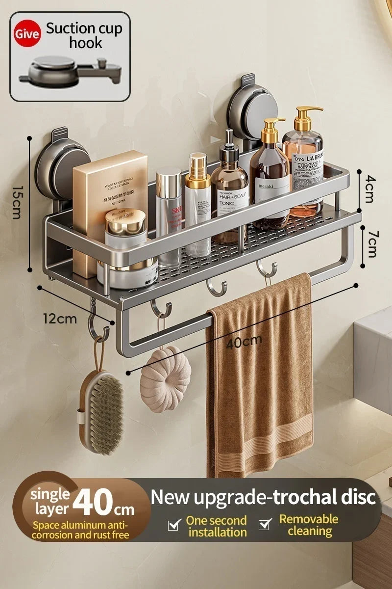 Suction Cup Bathroom Shelf – Easy Installation, No Drilling Needed