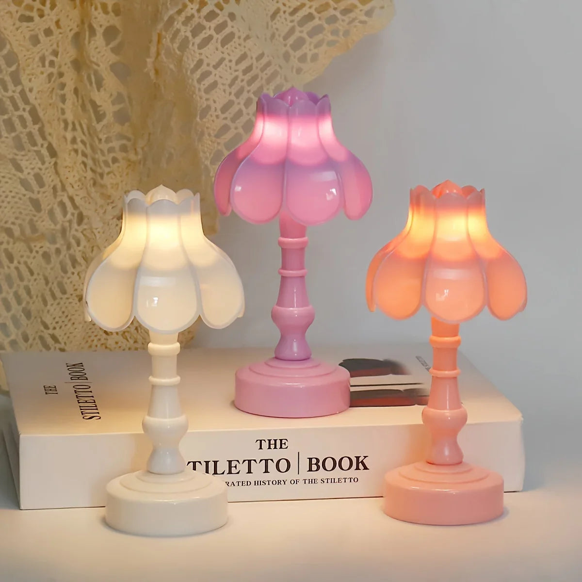 Serene Blossom LED Night Lamp - Modern Battery-Powered Table Light
