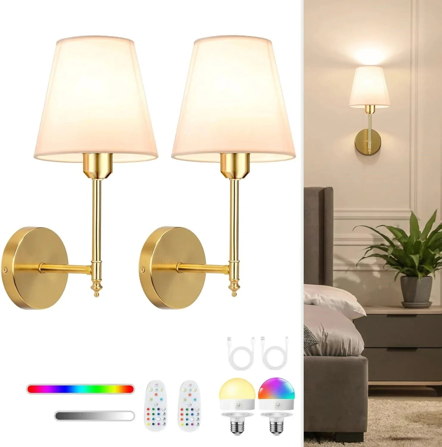 Cordless Ambient Wall Light – Rechargeable RGB Lamp with Remote Control