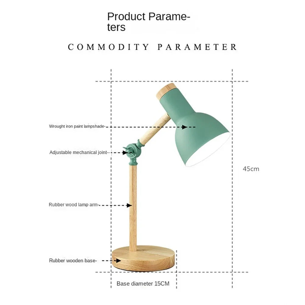 Stylish Adjustable Desk Lamp | Natural Wood Elegance