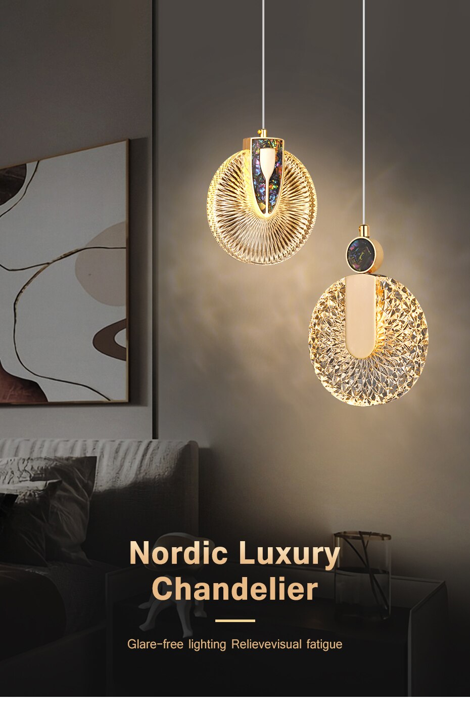 Luxe Aura Crystal Round Pendant Light Fixture