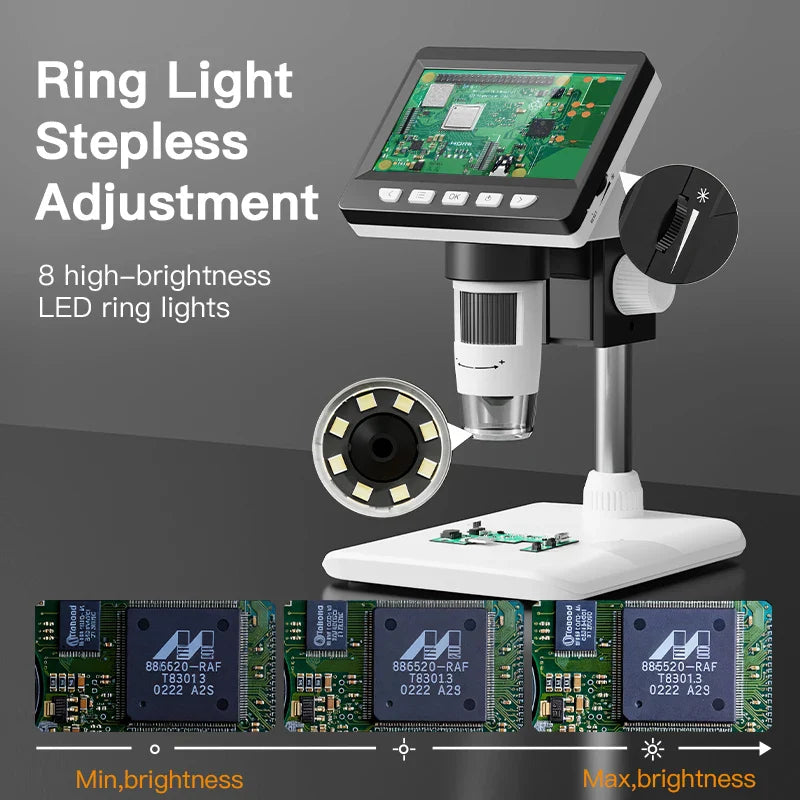 Compact 4.3-Inch USB Digital Microscope for Precision Tasks