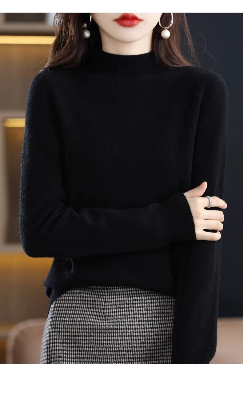 LuxeMerino Women's 100% Pure Wool Sweater for Chillier Days