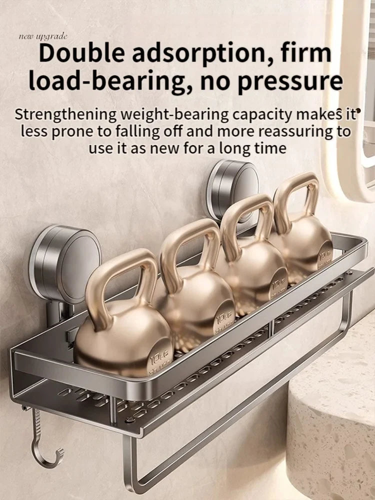 Bathroom Shelf with Suction Cups – No Drill Wall Mount in 3 Sizes