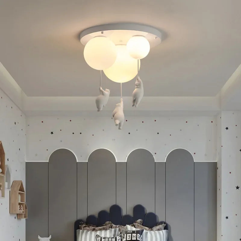 Charming Teddy Bear Balloon Pendant Light for Kids' Rooms