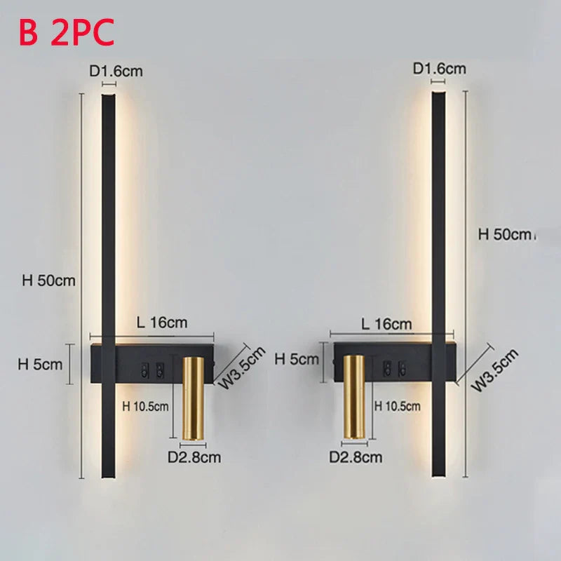 Taavita Wall Lamp Bed Black with Gold Accents