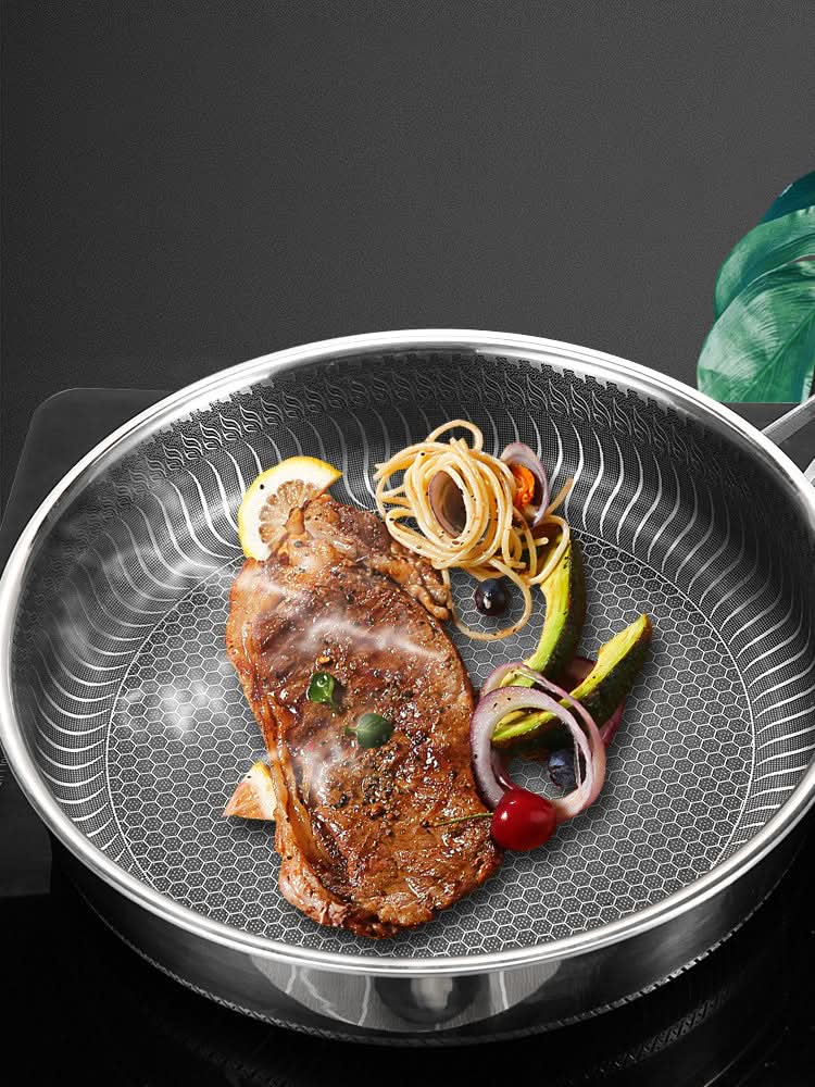 EcoHeat Stainless Steel Frying Pan - Energy Efficient & Built to Last