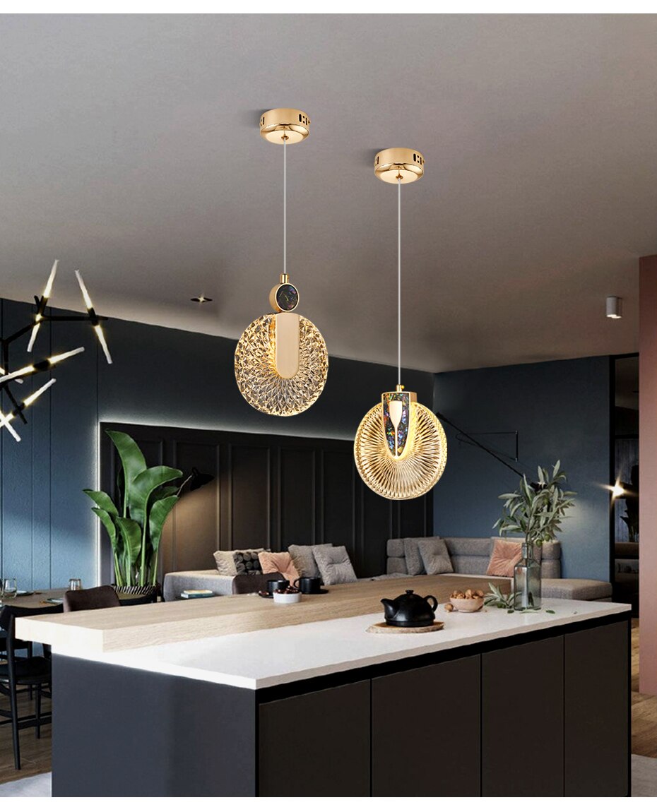 Luxe Aura Crystal Round Pendant Light Fixture