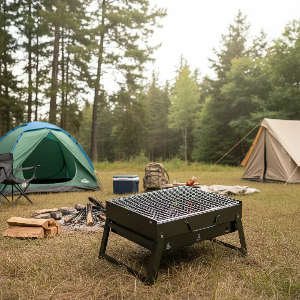 Compact Stainless Steel Charcoal Grill for Outdoor Adventures
