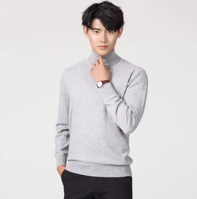 Luxurious Cashmere-Cotton Blend Turtleneck Sweater for Men
