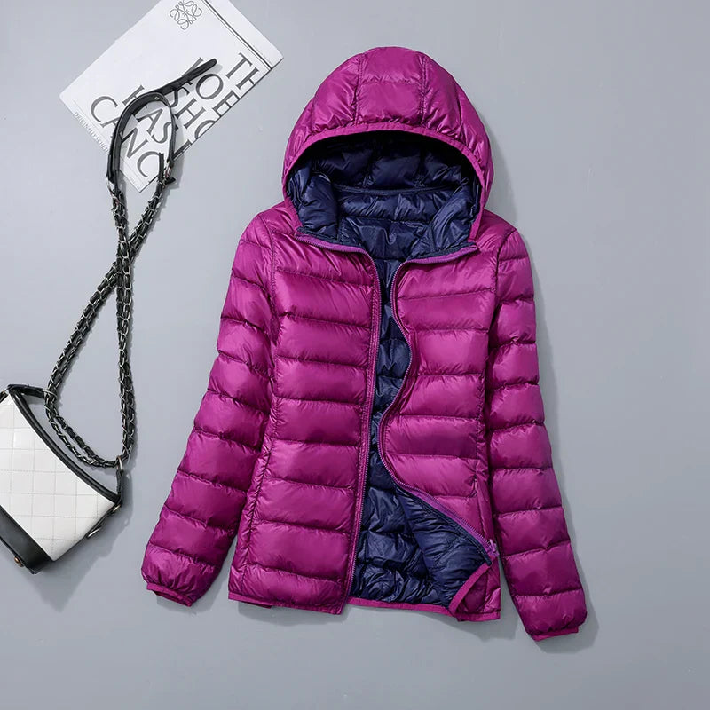 Reversible Hooded Down Jacket | Lightweight Insulated & Quilted Design | Dual-Style Versatile Warmth