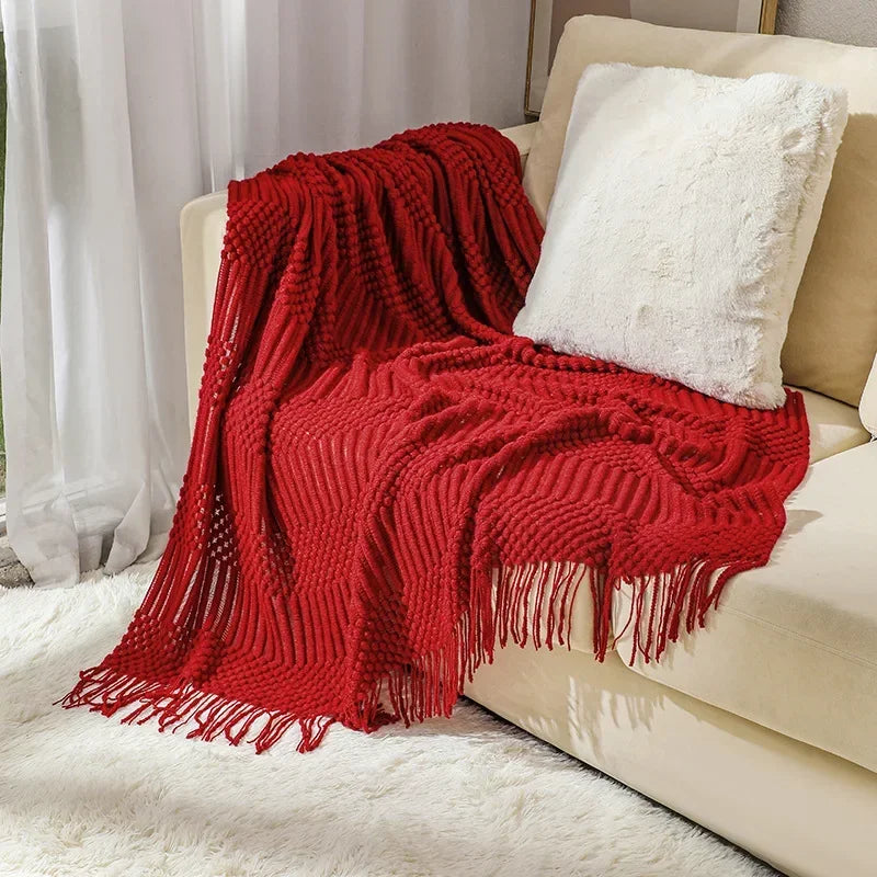 Chunky Knit Throw | Soft Acrylic | Cozy Warm Comfort | Reusable
