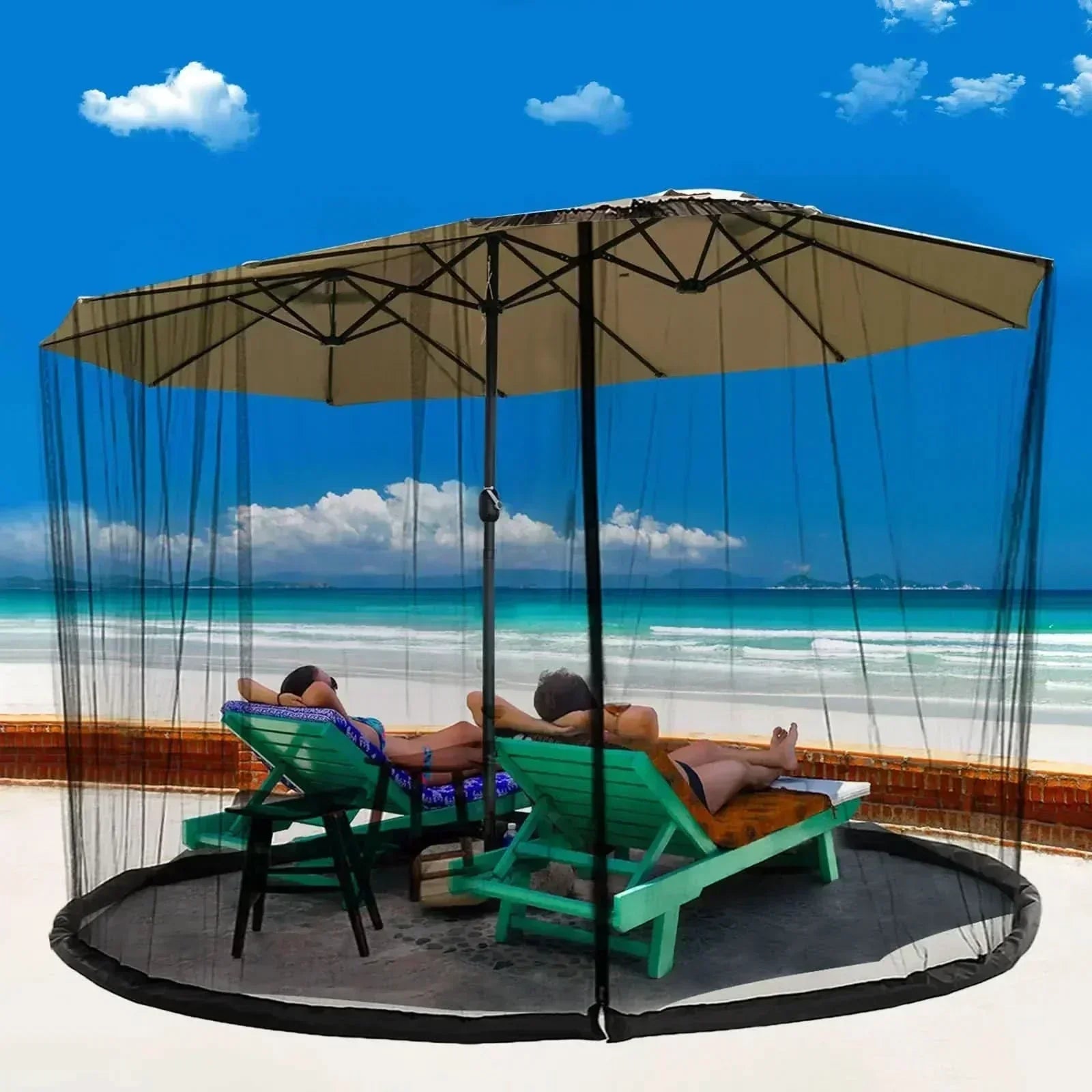 SafeHaven Mosquito Net for Parasols Up to 4 Meters with Zip Access