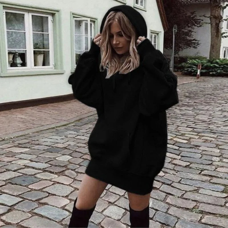 Hoodie Dress | Oversized Fit | Comfortable Casual Wear | Polyester