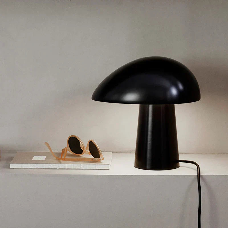 Haven Glow Mushroom Lamp with Natural Wood Finish