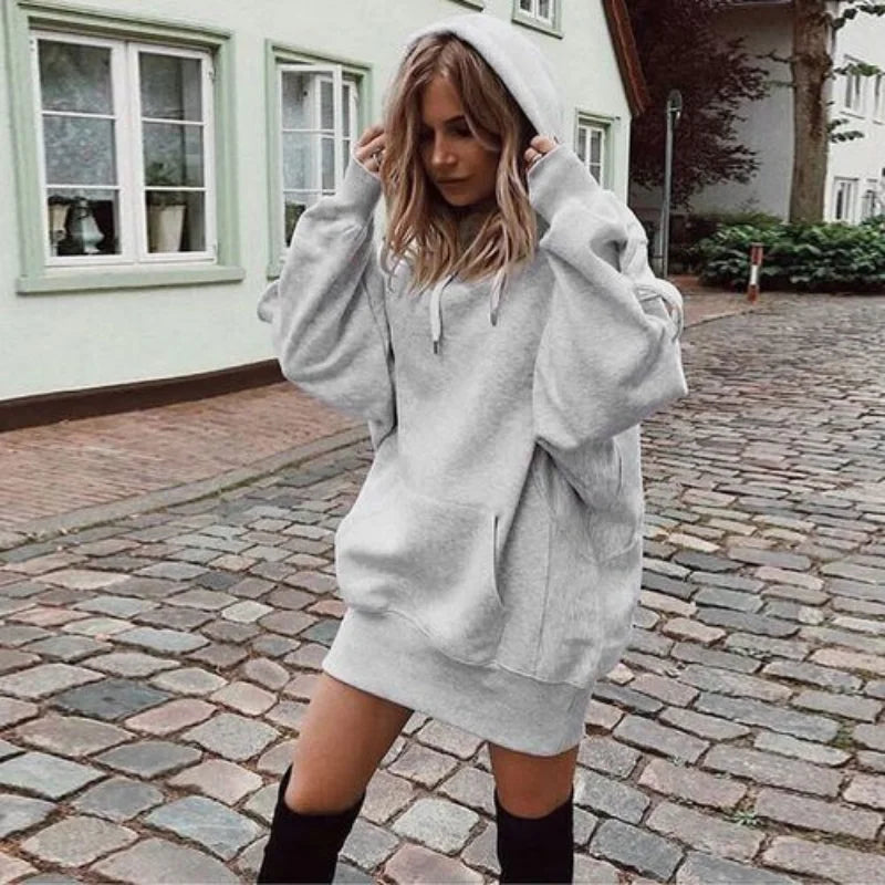 Hoodie Dress | Oversized Fit | Comfortable Casual Wear | Polyester