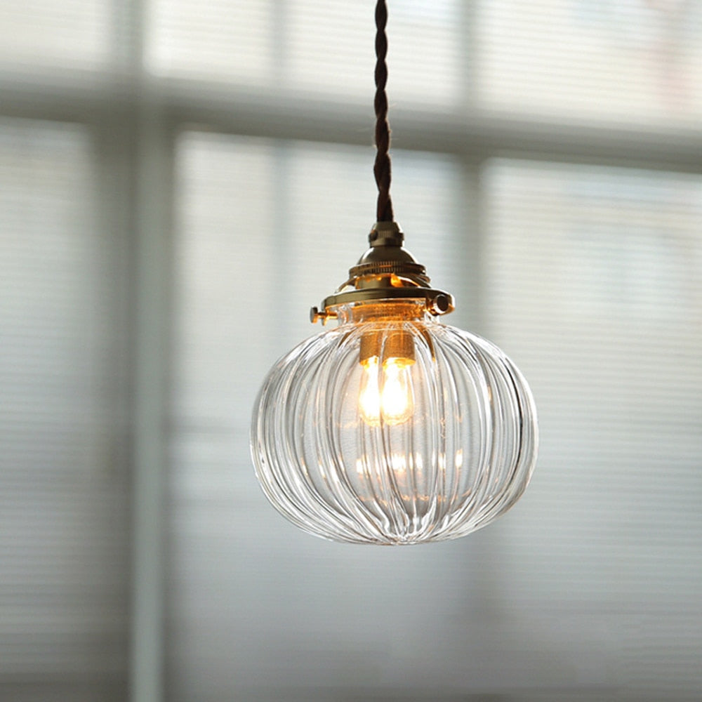 Vintage-Inspired Glass Pendant Light for Compact Areas