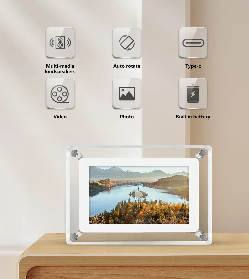 LumiView Portable Digital Photo Frame with Rechargeable Battery