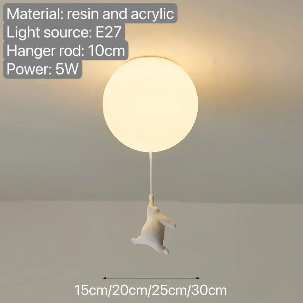 Charming Teddy Bear Balloon Pendant Light for Kids' Rooms