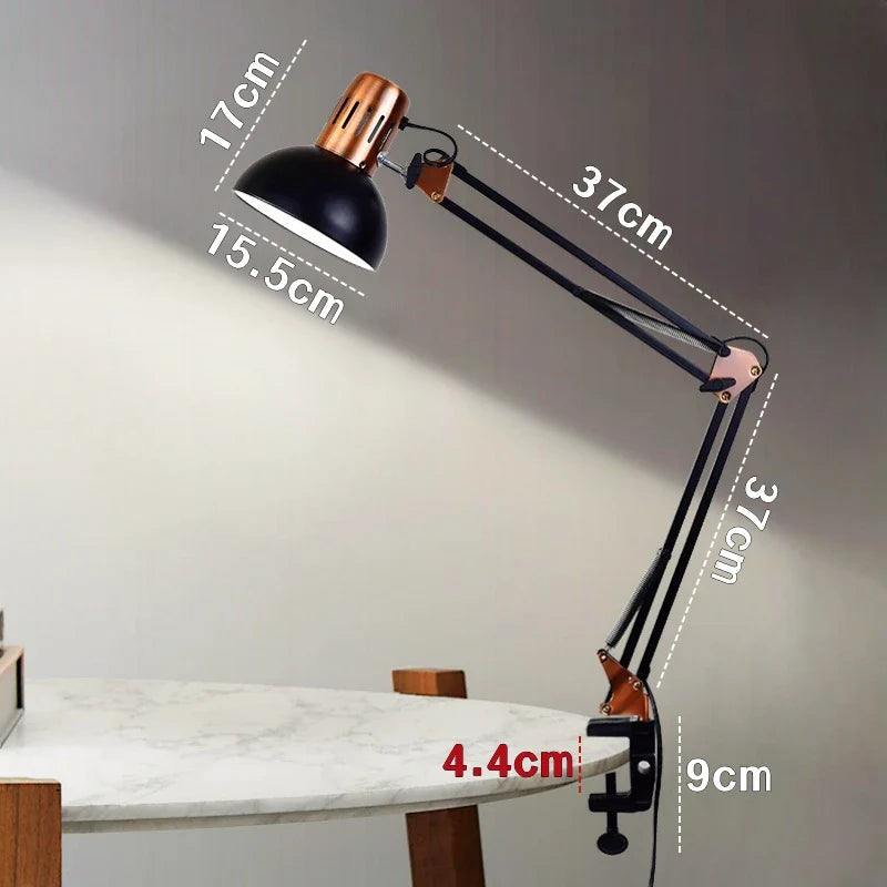 Adjustable LED Desk Lamp with Clamp and Swing Arm Design