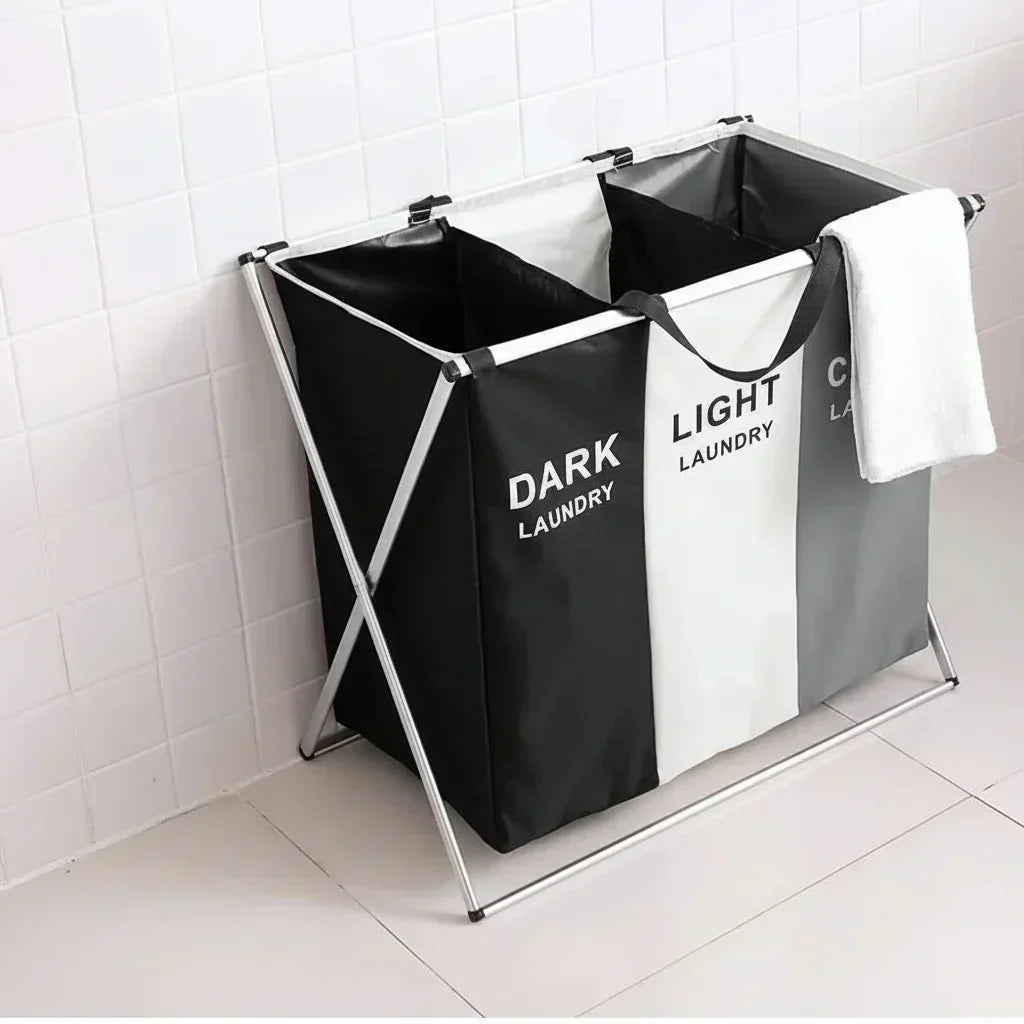 Effortless 3-Section Laundry Organizer with Space-Saving Design