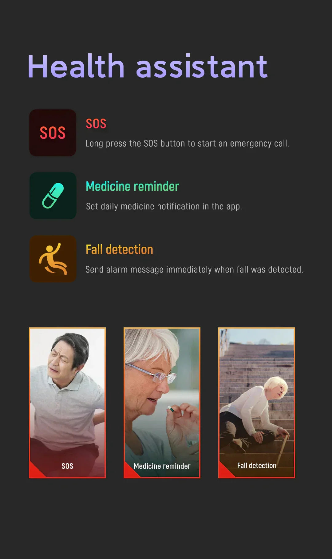 GPS Smartwatch for Seniors with Fall Detection Feature