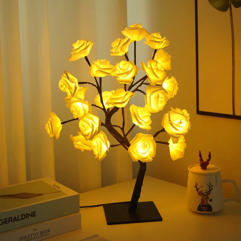 Charming Rose LED Table Lamp - USB Night Light for Every Occasion