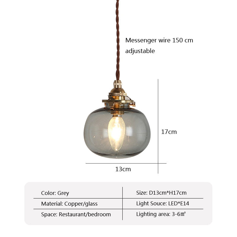 Vintage-Inspired Glass Pendant Light for Compact Areas