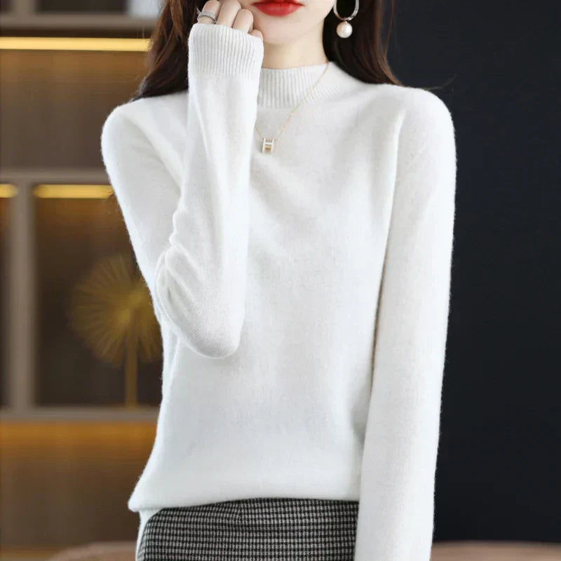LuxeMerino Women's 100% Pure Wool Sweater for Chillier Days