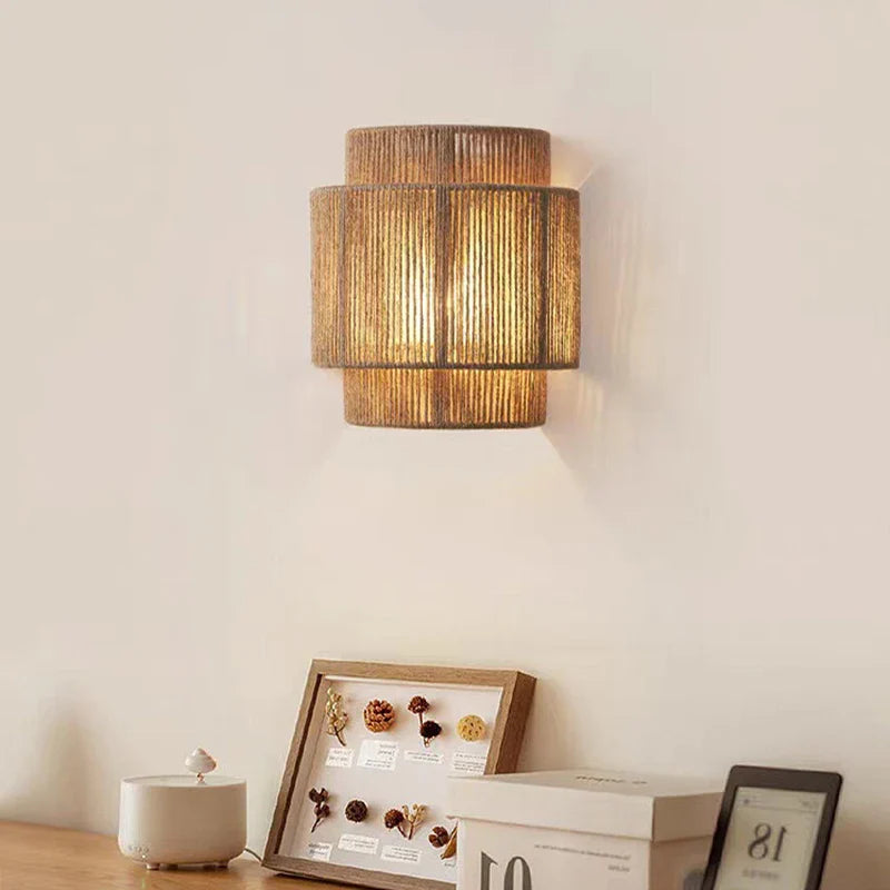 Handcrafted Rattan Wall Sconce for Cozy Spaces