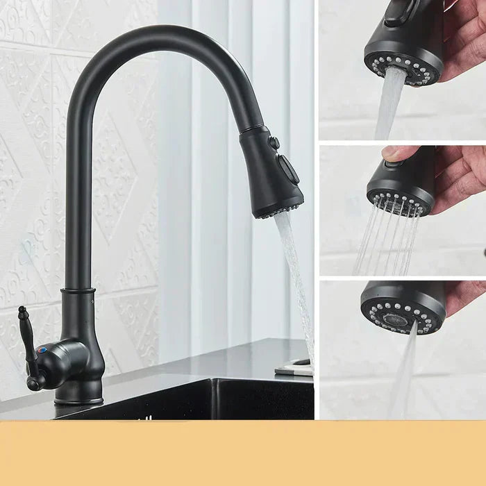Antique Brass Finish Kitchen Faucet with Rotating Spout
