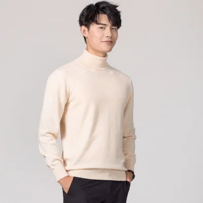 Luxurious Cashmere-Cotton Blend Turtleneck Sweater for Men