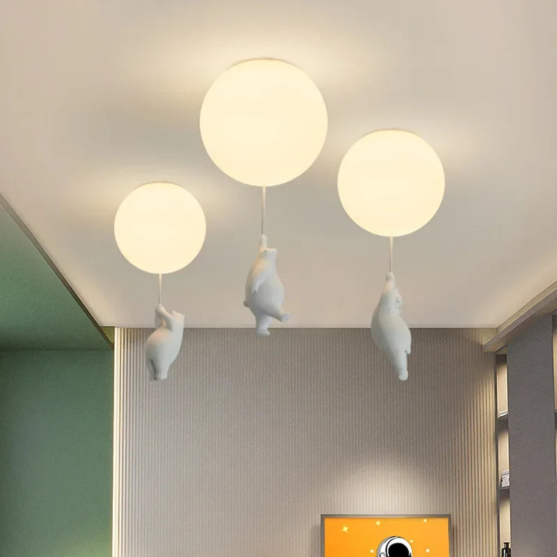 Charming Teddy Bear Balloon Pendant Light for Kids' Rooms