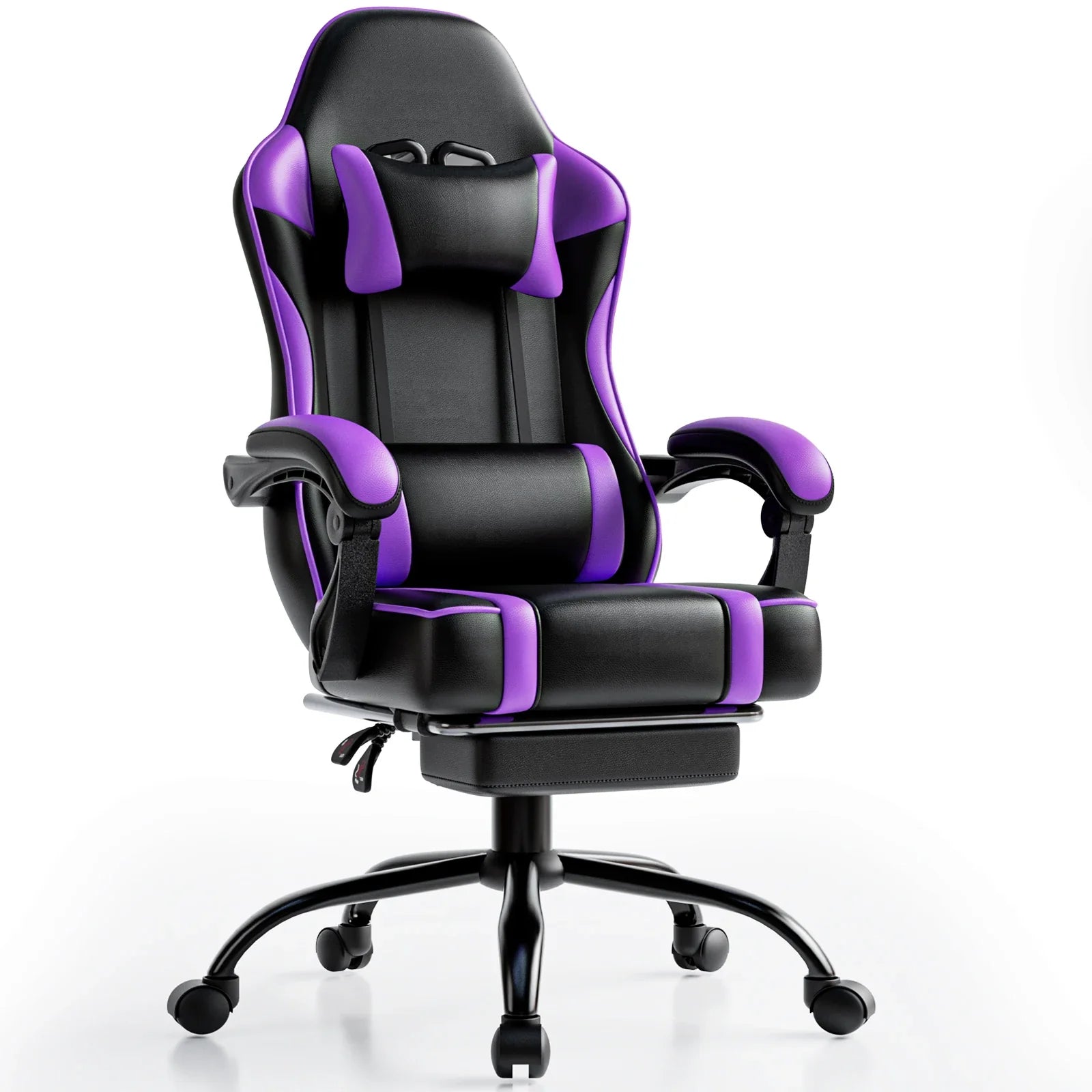 Ergonomic Reclining Gaming Chair with Footrest and PU Leather