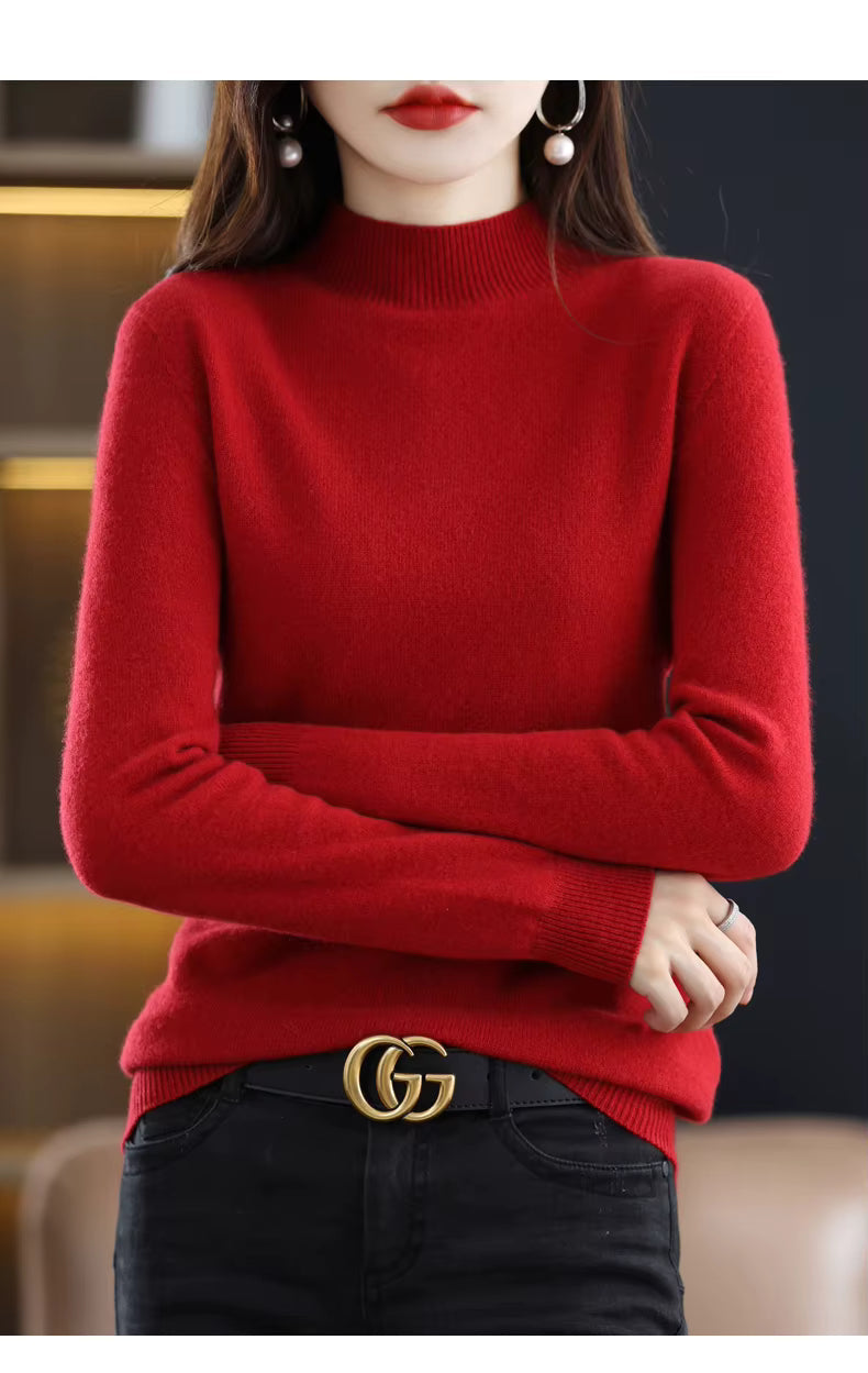 LuxeMerino Women's 100% Pure Wool Sweater for Chillier Days