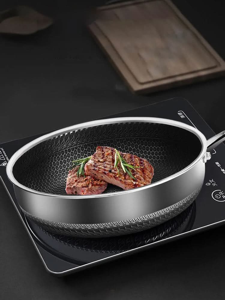 EcoHeat Stainless Steel Frying Pan - Energy Efficient & Built to Last