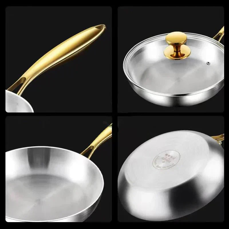 TitanPro 316 Stainless Steel Frying Pan with 7-Layer Build, 2mm Thickness, Induction Compatible