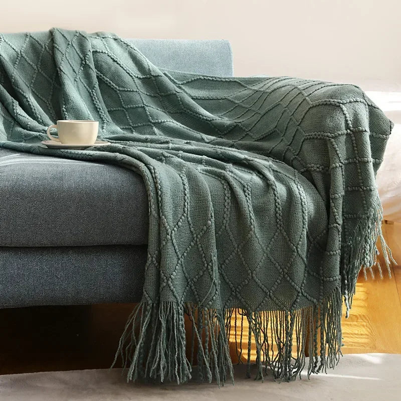 Chunky Knit Throw | Soft Acrylic | Cozy Warm Comfort | Reusable