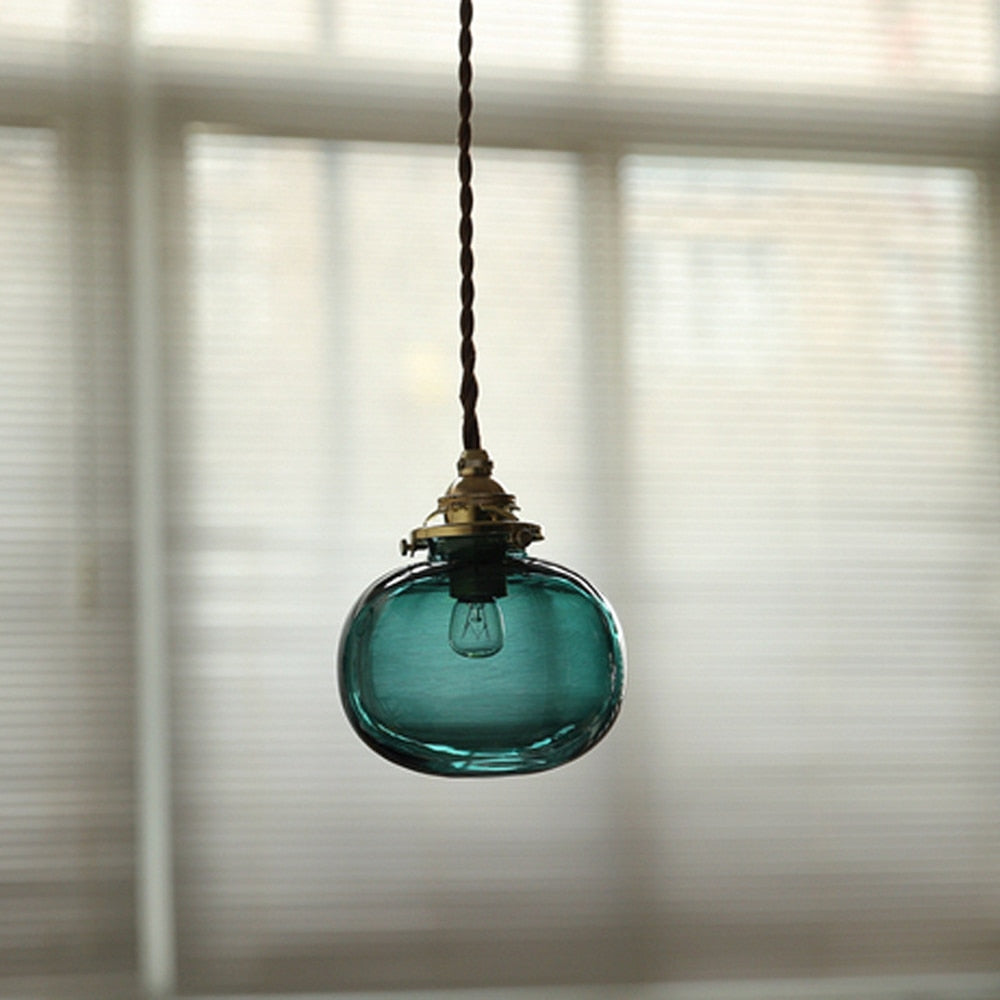 Vintage-Inspired Glass Pendant Light for Compact Areas