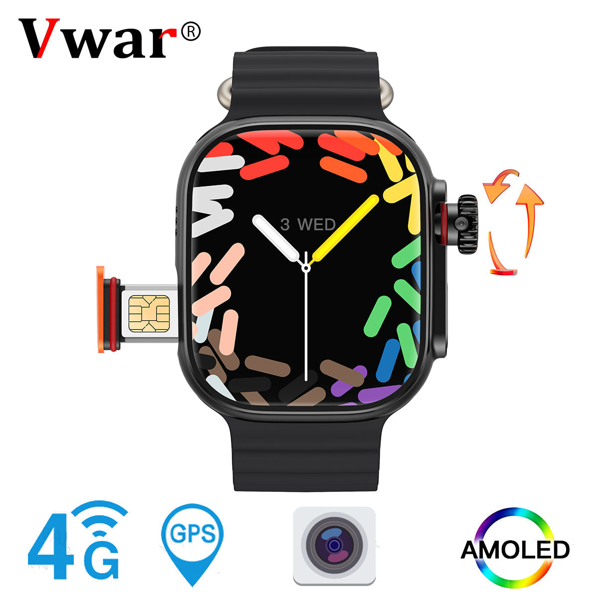4G Smartwatch with AMOLED Display and Rotating Camera for Easy Connectivity