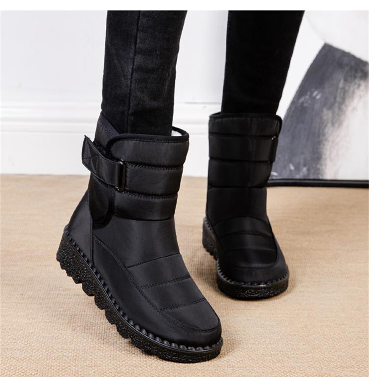 Waterproof Padded Cotton Ankle Boots | Adjustable Strap & Textured Outsole | Comfortable Fit