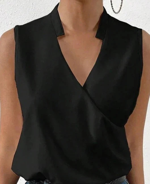 Women’s Sleeveless Wrap Top | Crossover V-Neck | Polyester Fabric | Comfortable Fit