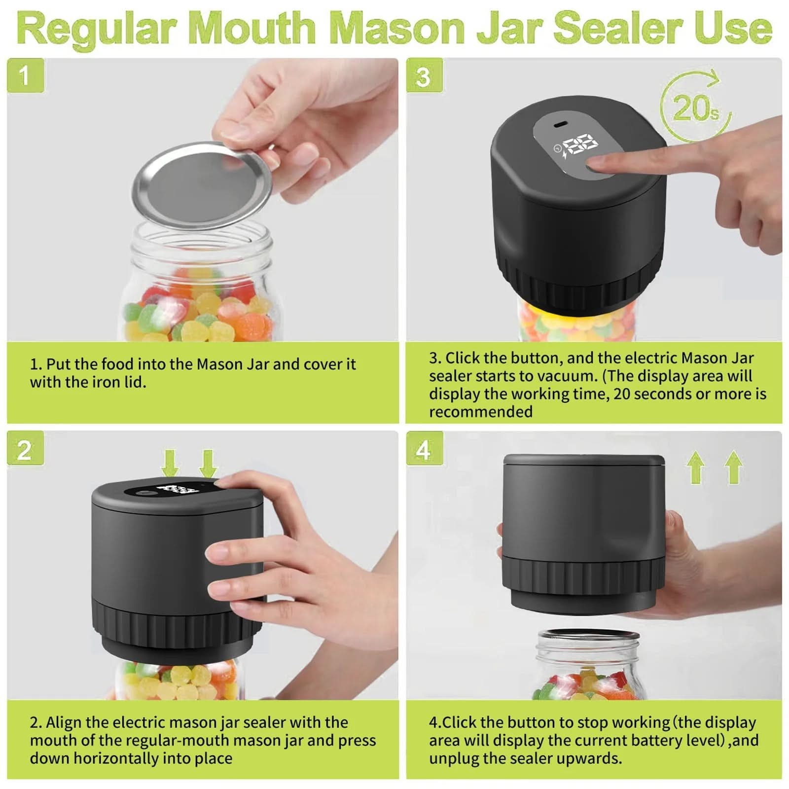 EcoSeal Portable Food Vacuum Sealer for Jars and Bottles